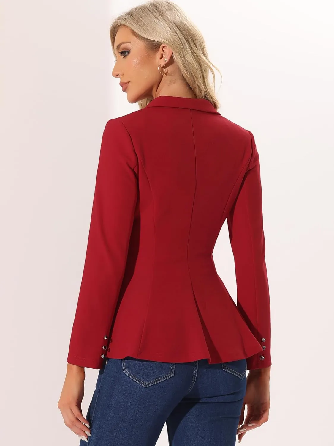 Allegra K Peplum Blazer for Women's Dressy Single Button Business Casual Work Blazer
