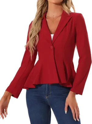 Allegra K Peplum Blazer for Women's Dressy Single Button Business Casual Work Blazer