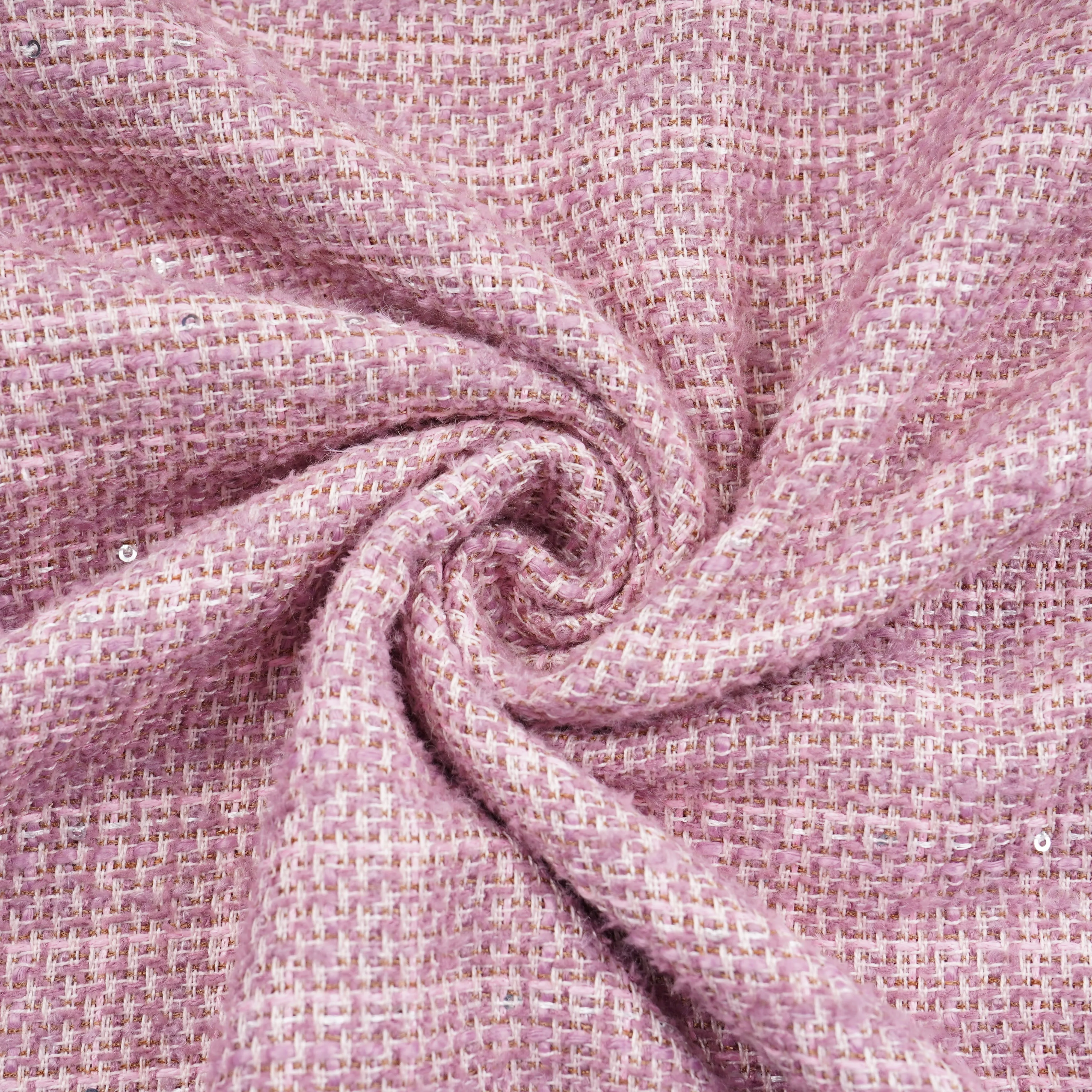 Berry Red Check Tweed Fabric 21884