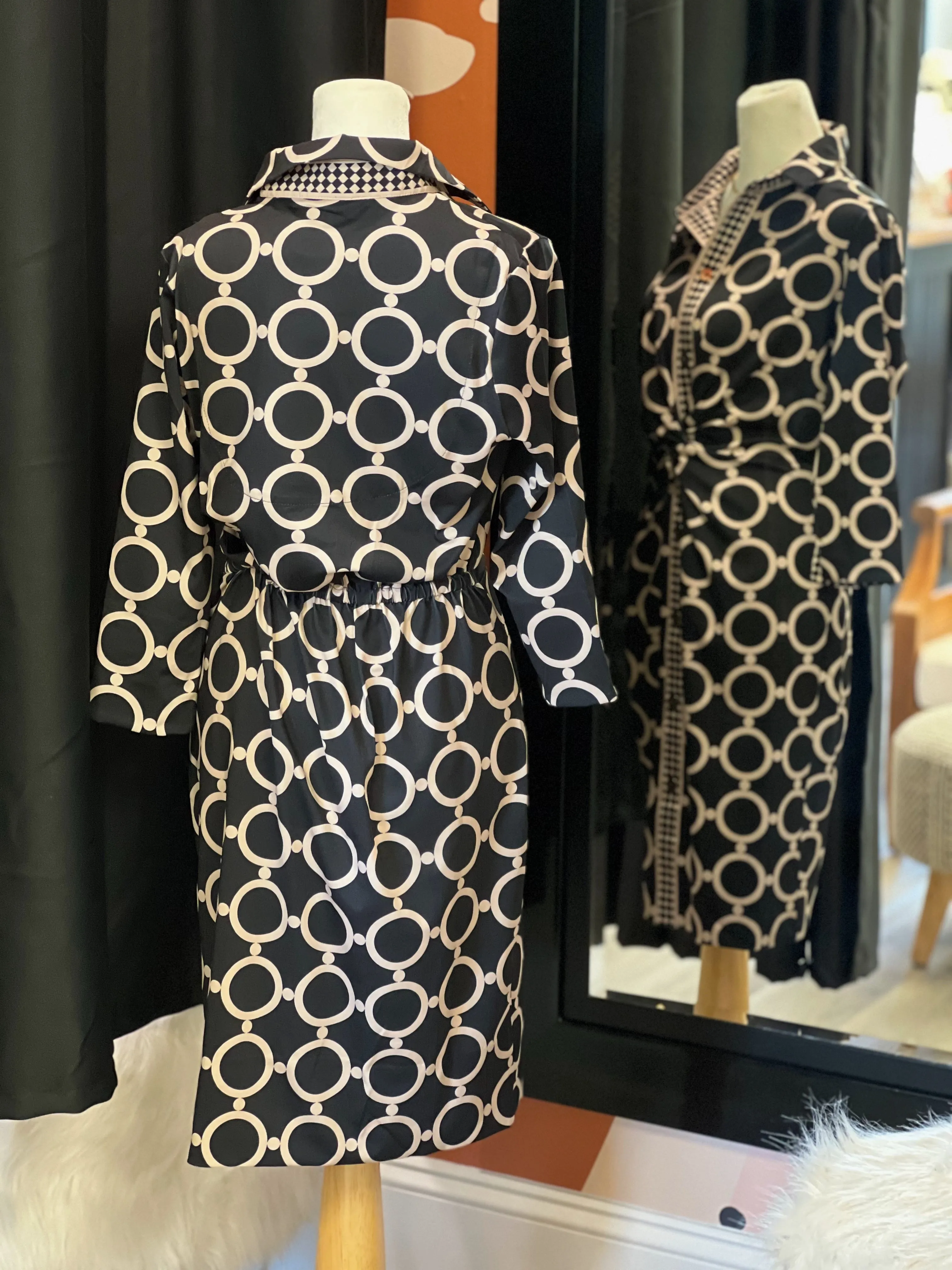 Black & Gold Twist Front Dress