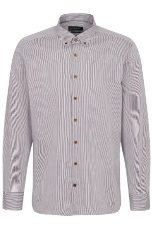 Bugatti Mens L/S Shirt 9350 80 Brown/Navy