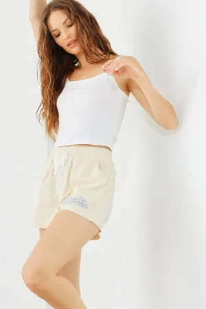 Cream "Always Positive" Three Pockets High Waist Shorts