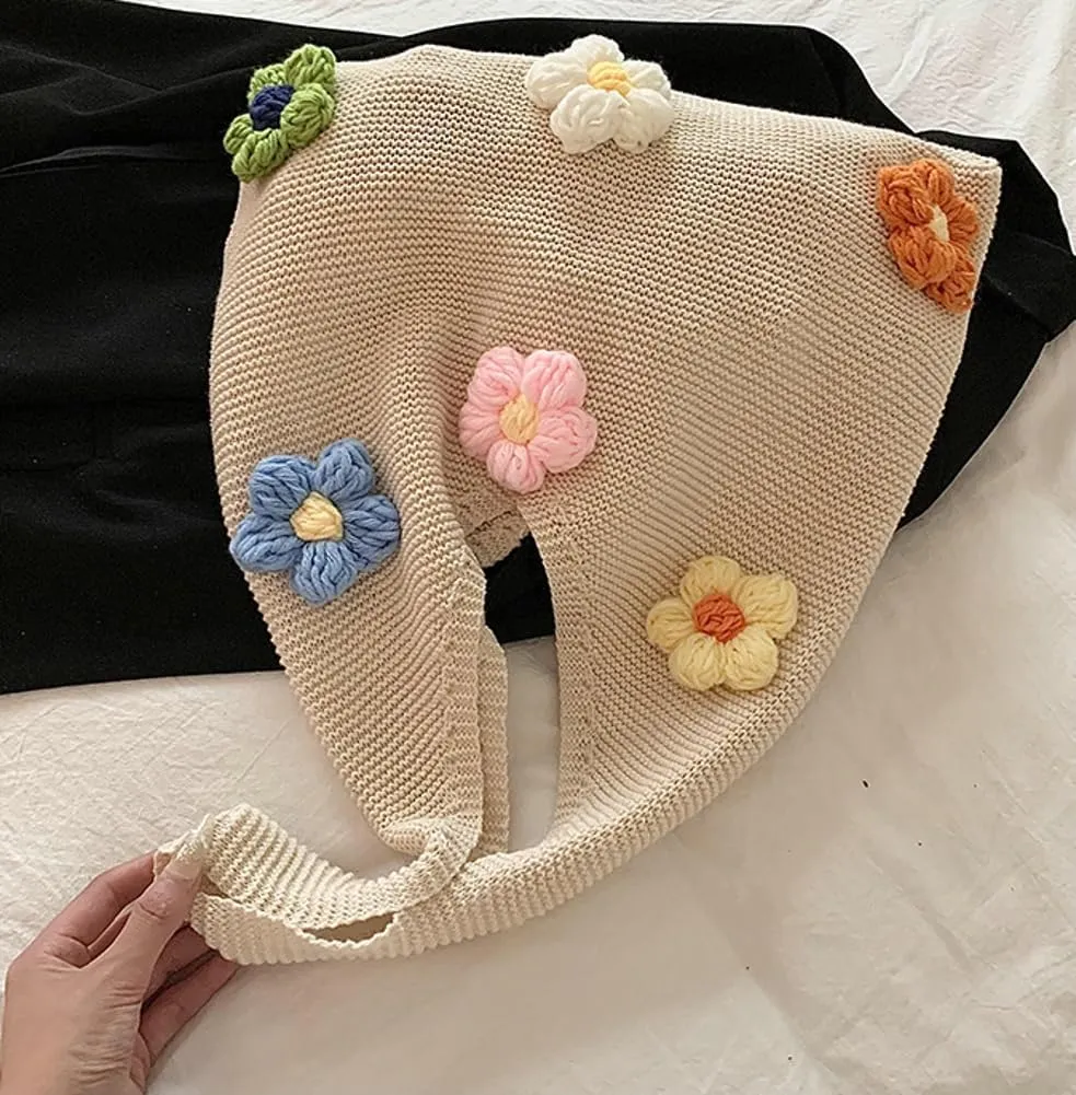Crochet Tote Bag Women 2025 Trendy Woven Summer Beach Bag Large Shoulder Purse Tote Handbags with Handwoven Flower