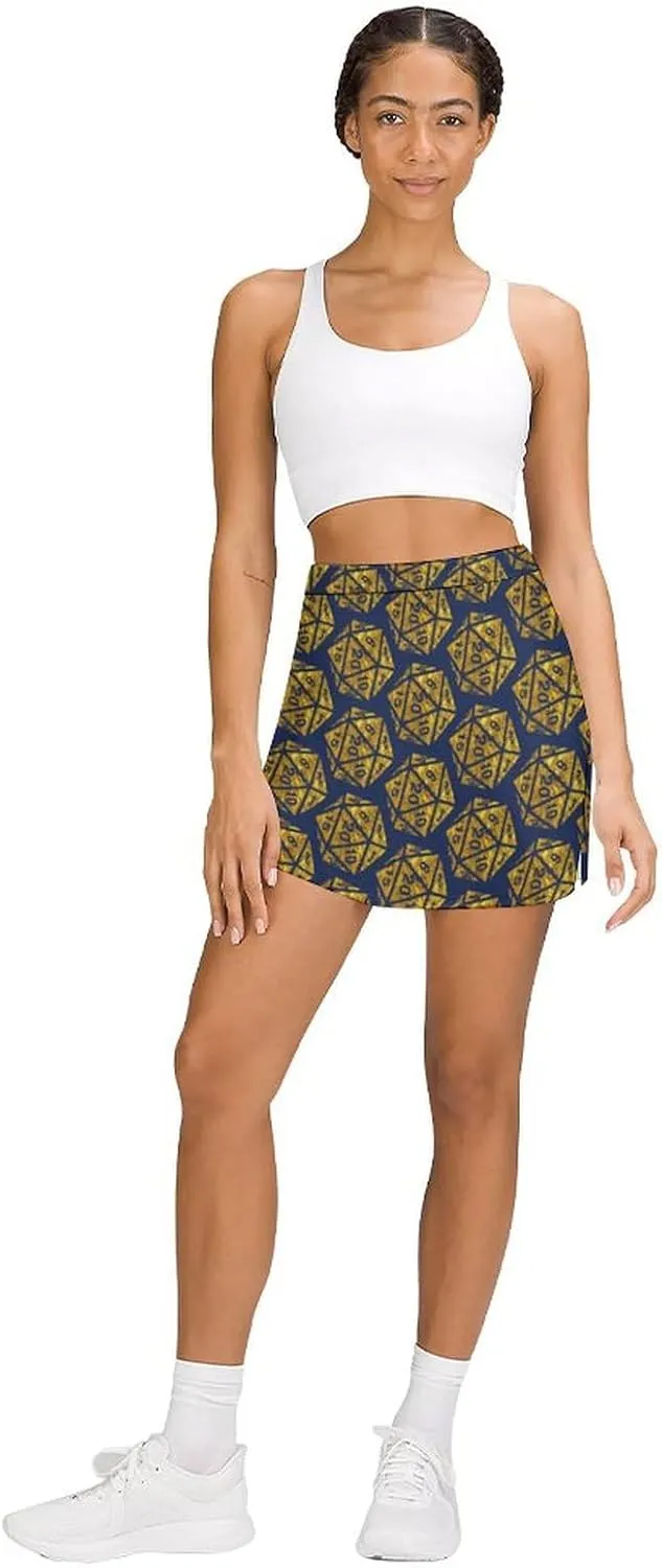D And 20 Dice Women's Skort Athletic Skirt Golf Skorts A-line Skirts with Built-in Shorts Pockets
