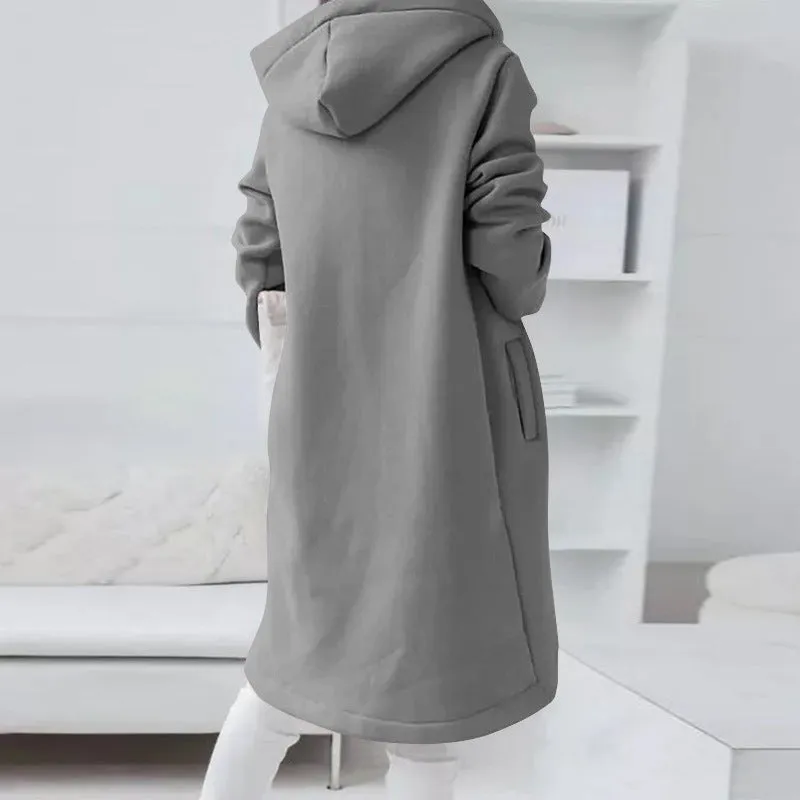 Fashion Hood Long Plus Fleece Wholesale Clothing Sweatshirts