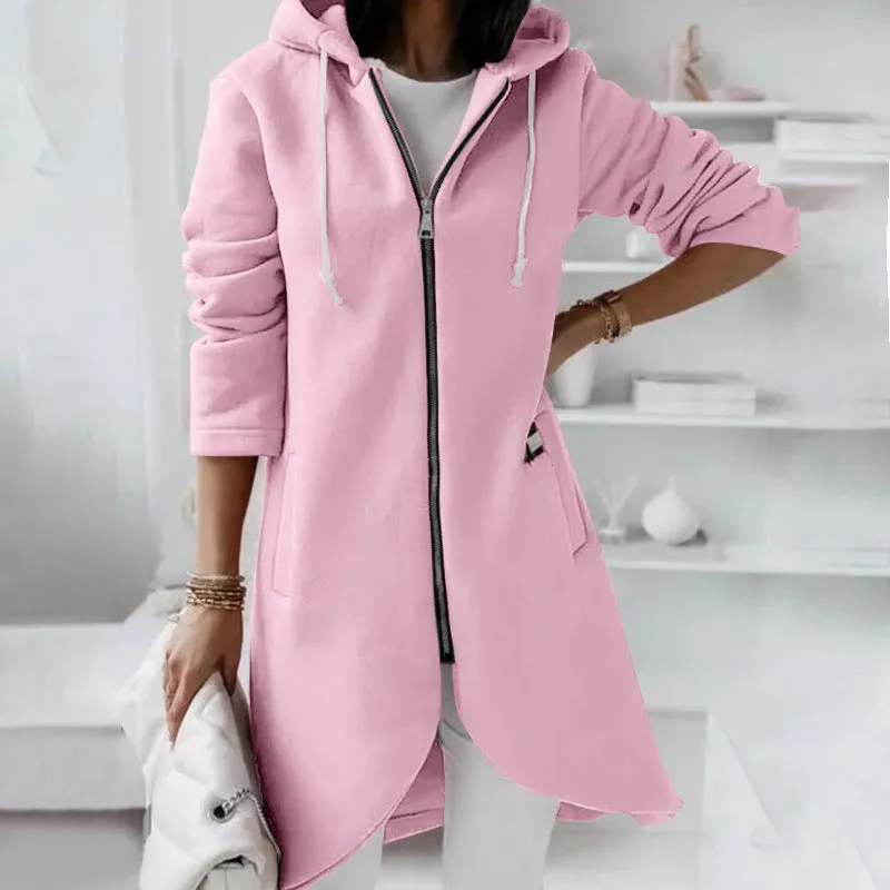 Fashion Hood Long Plus Fleece Wholesale Clothing Sweatshirts