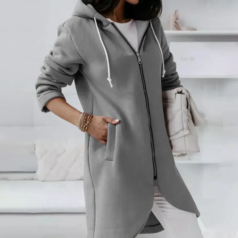 Fashion Hood Long Plus Fleece Wholesale Clothing Sweatshirts