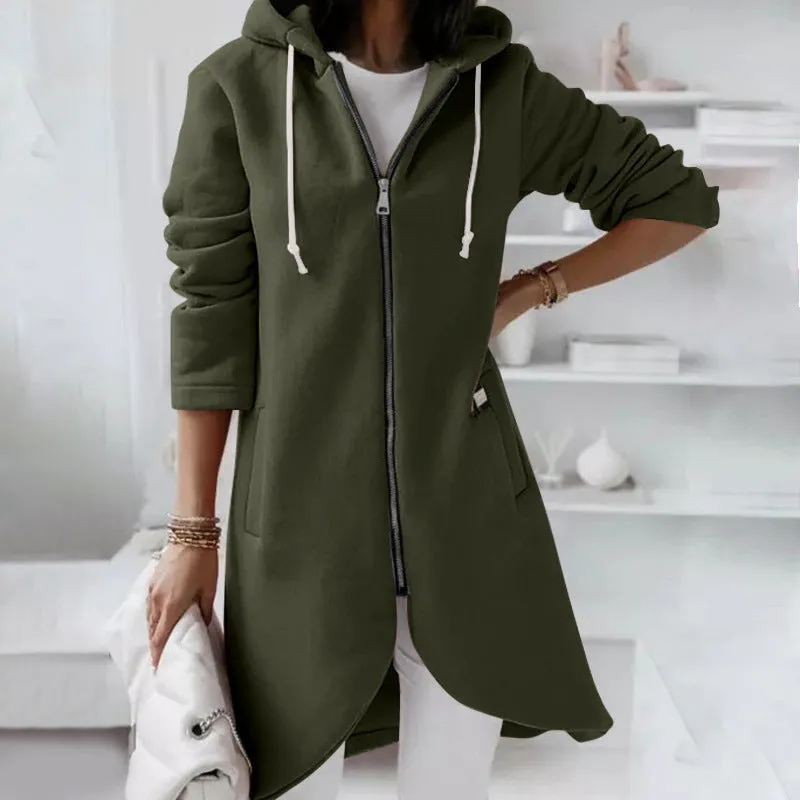 Fashion Hood Long Plus Fleece Wholesale Clothing Sweatshirts