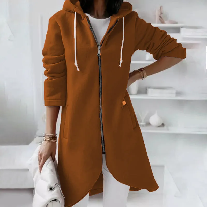 Fashion Hood Long Plus Fleece Wholesale Clothing Sweatshirts