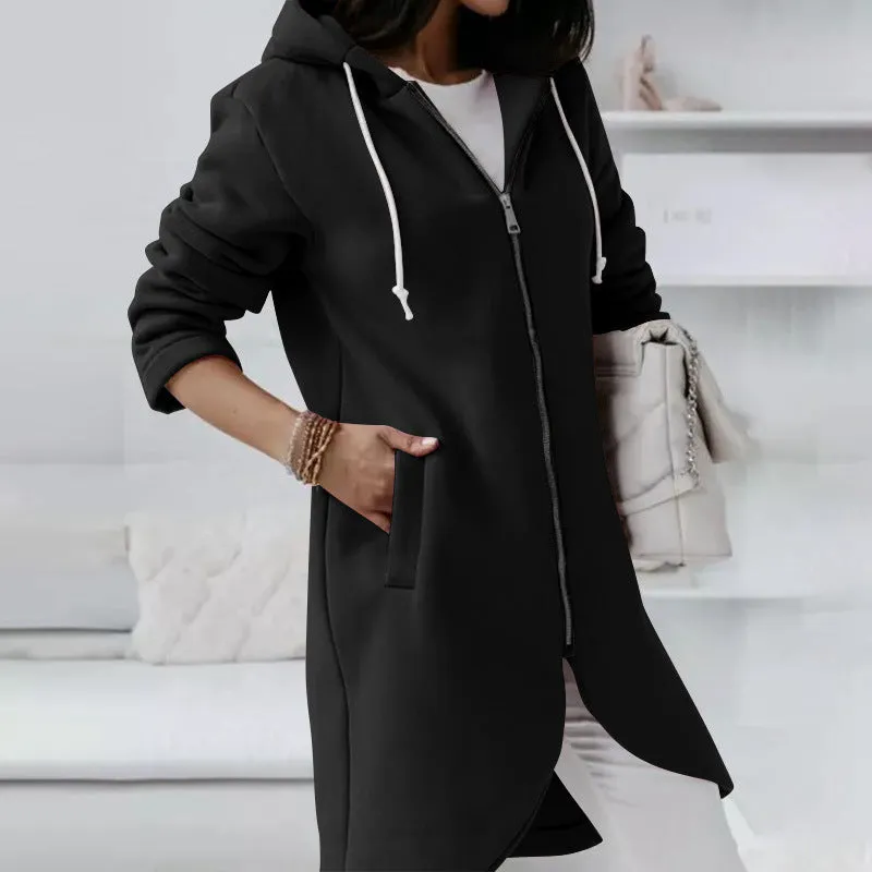 Fashion Hood Long Plus Fleece Wholesale Clothing Sweatshirts