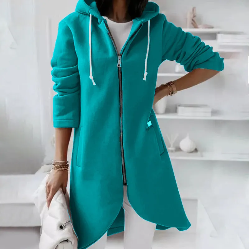 Fashion Hood Long Plus Fleece Wholesale Clothing Sweatshirts