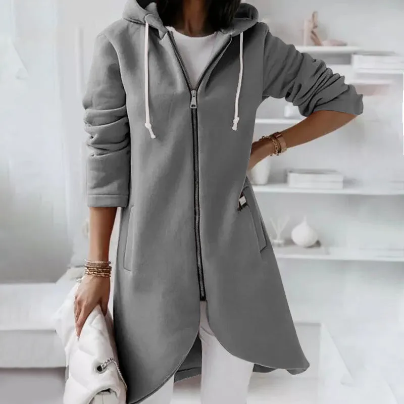 Fashion Hood Long Plus Fleece Wholesale Clothing Sweatshirts