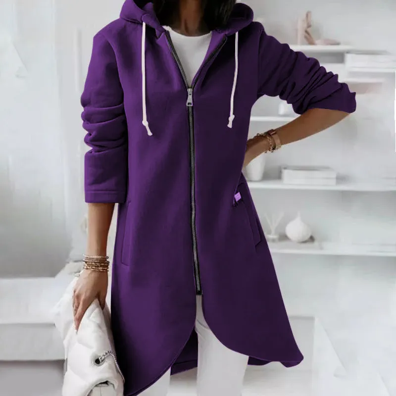 Fashion Hood Long Plus Fleece Wholesale Clothing Sweatshirts
