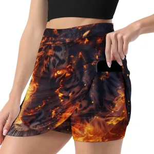 Fire Tiger Women's Skort Athletic Skirt Golf Skorts A-line Skirts with Built-in Shorts Pockets