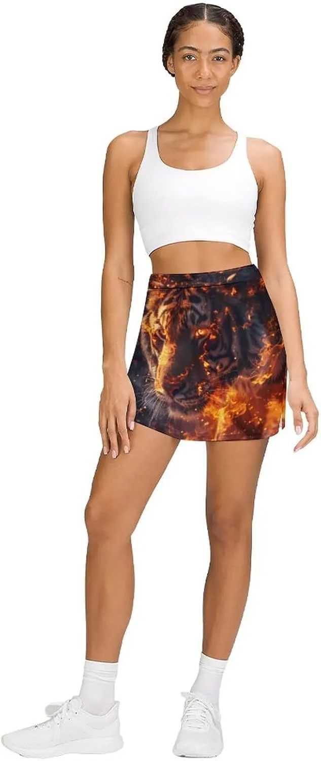 Fire Tiger Women's Skort Athletic Skirt Golf Skorts A-line Skirts with Built-in Shorts Pockets