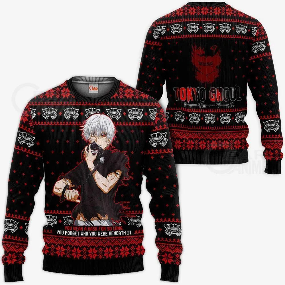 Giftngon - Ken Kaneki Ugly Christmas Sweater Tokyo Ghoul Xmas Gift Idea For Kids