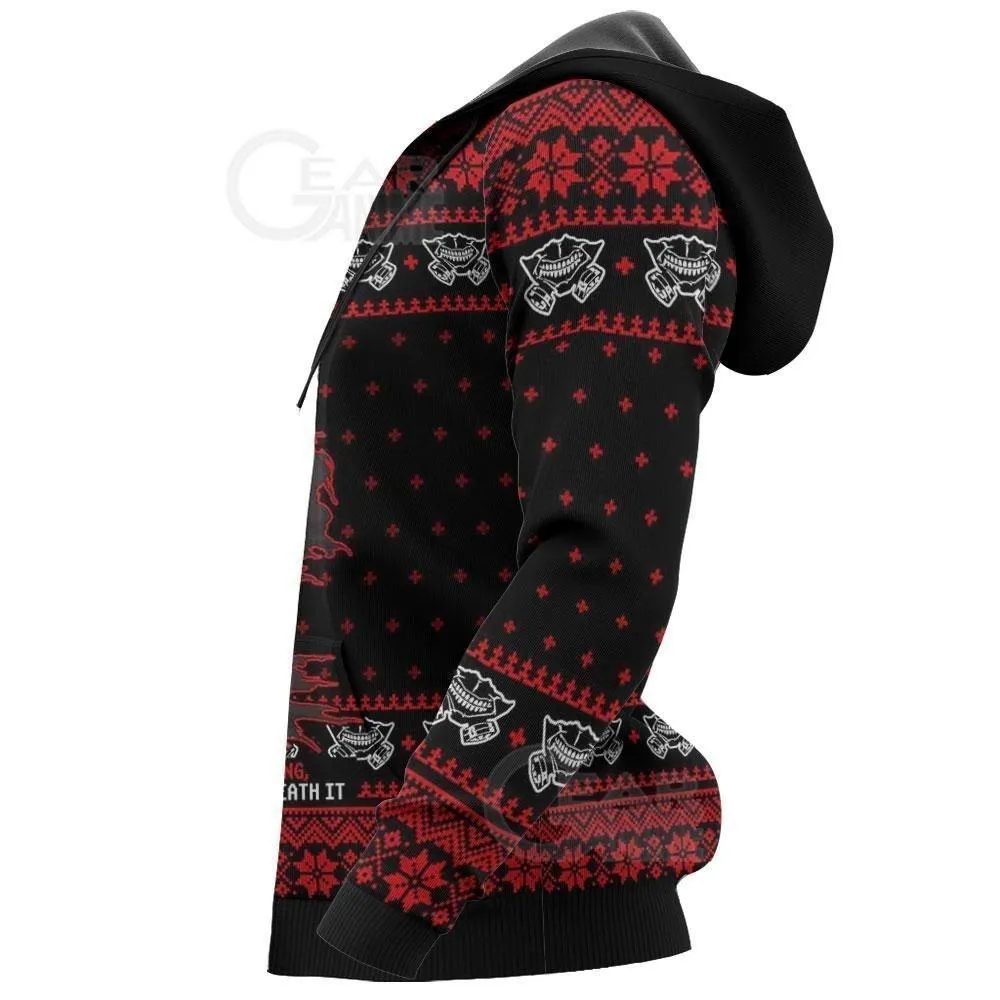 Giftngon - Ken Kaneki Ugly Christmas Sweater Tokyo Ghoul Xmas Gift Idea For Kids