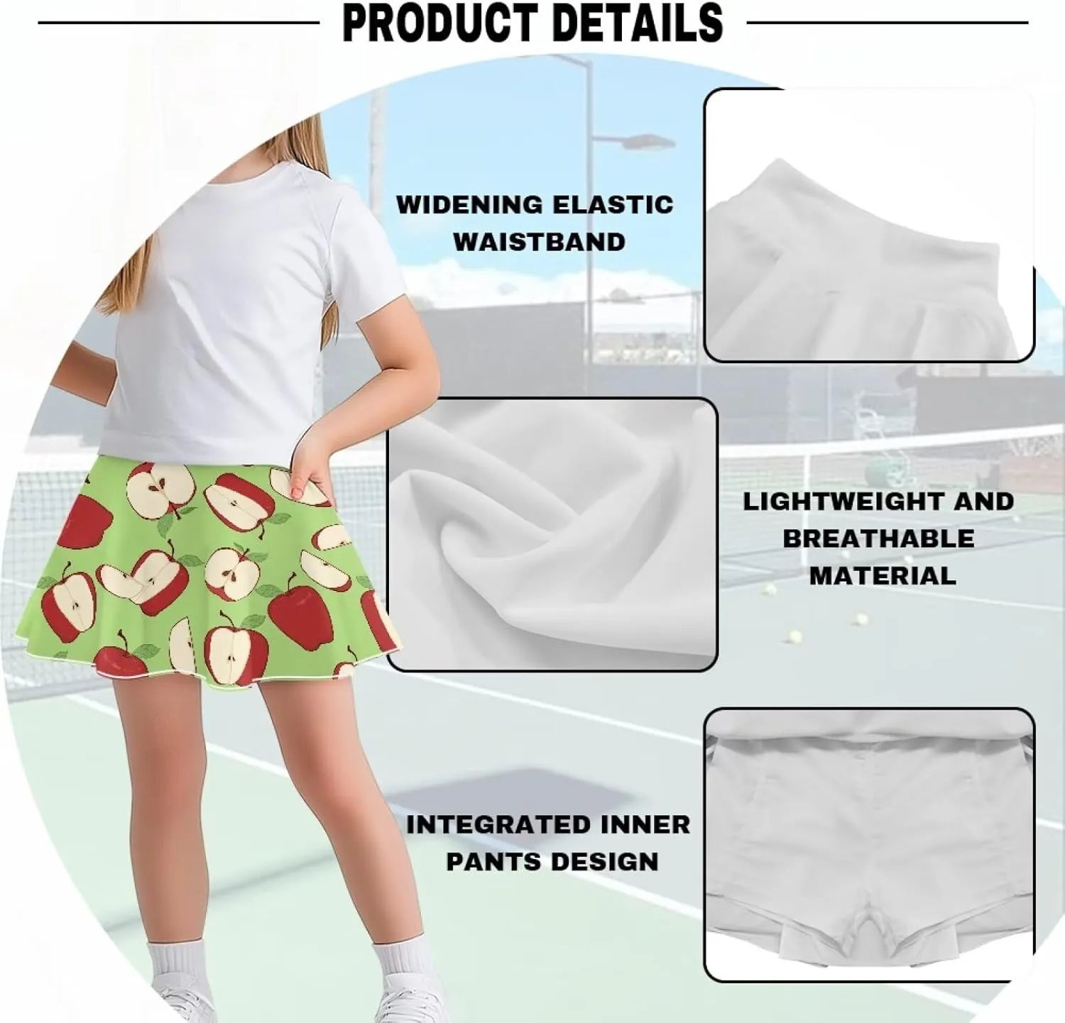 Girls Cute Skirts 1-in-2 Skorts Built in Shorts Lightweight Playwear Size 5-14