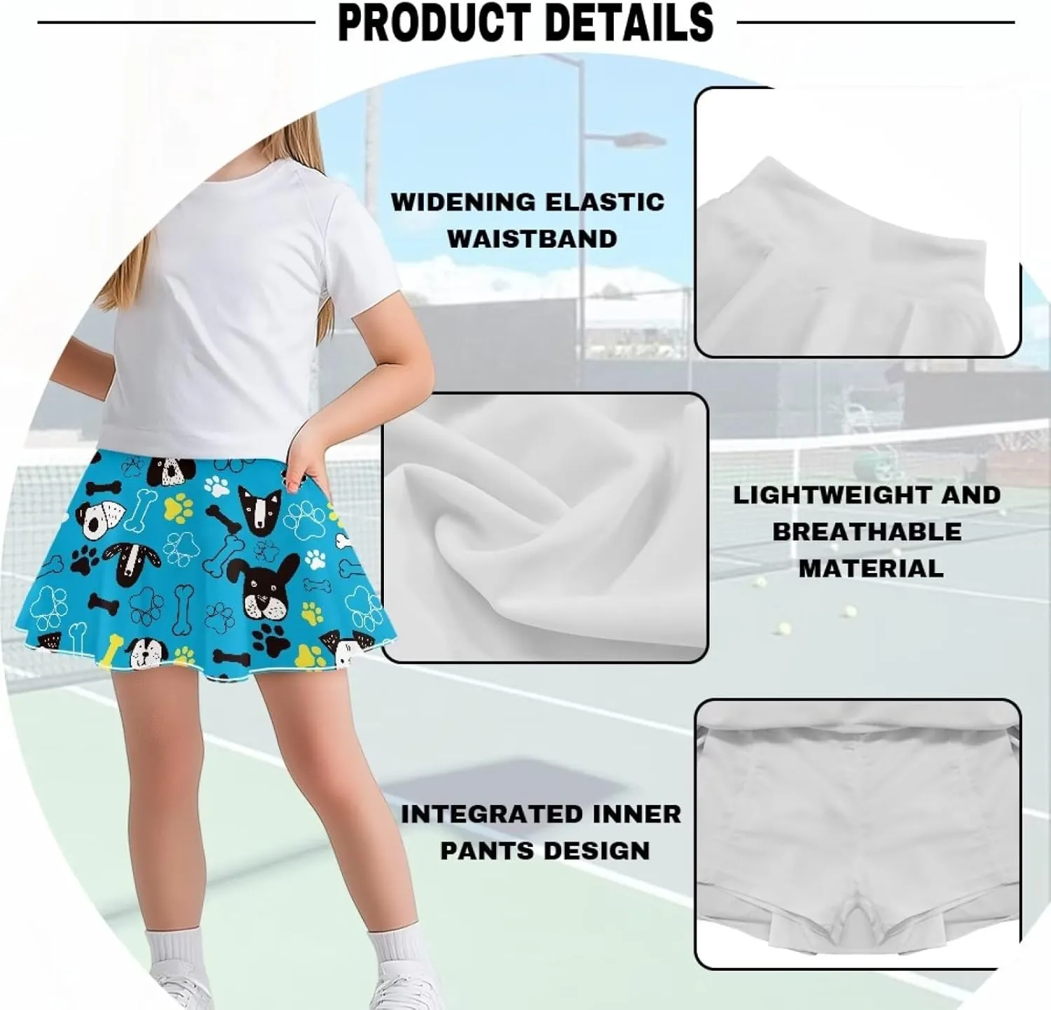 Girls' Skirts & Skorts with Pockets Built in Shorts High Waisted Skirt Size 5-14
