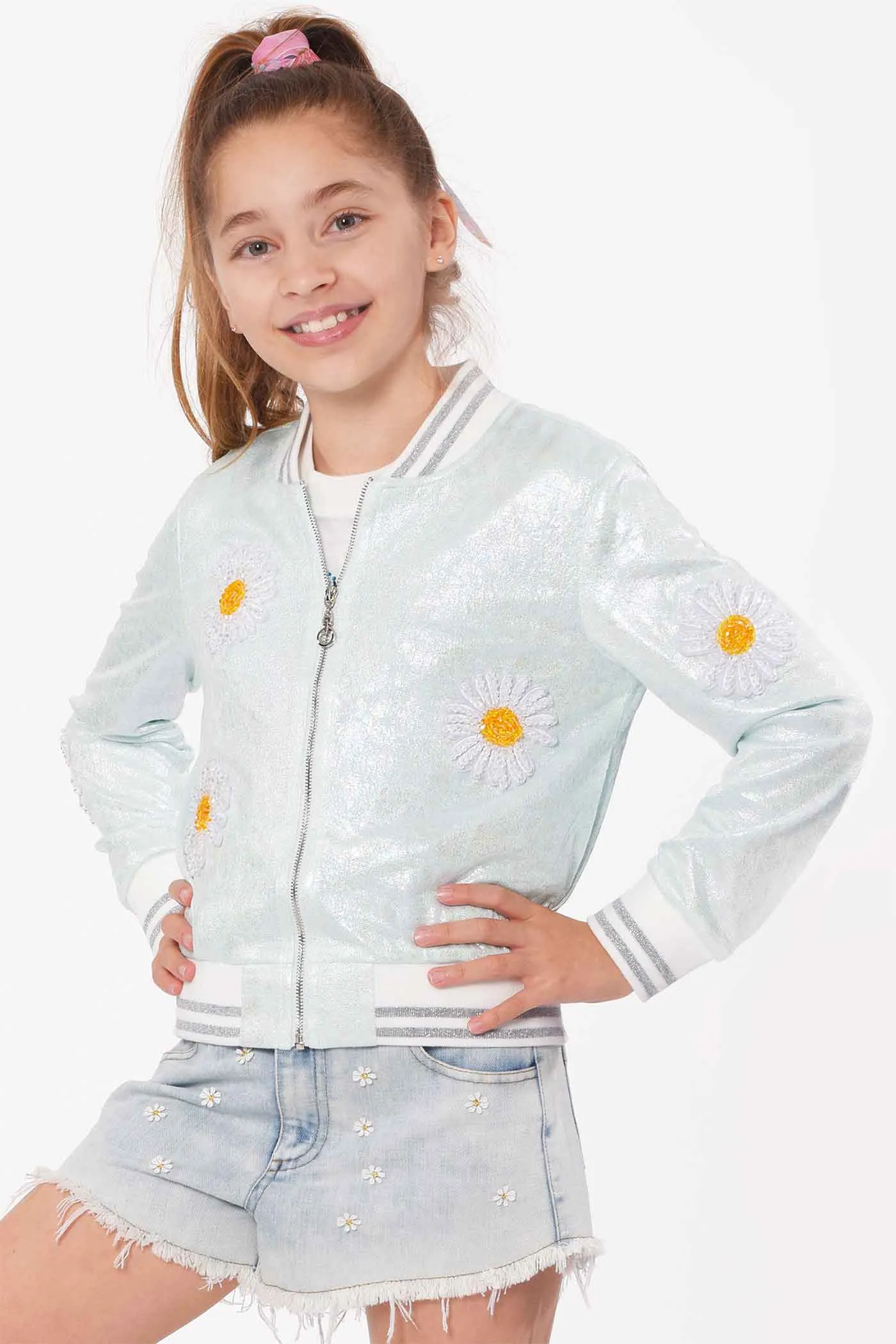 Girls Washed Daisy Denim Shorts