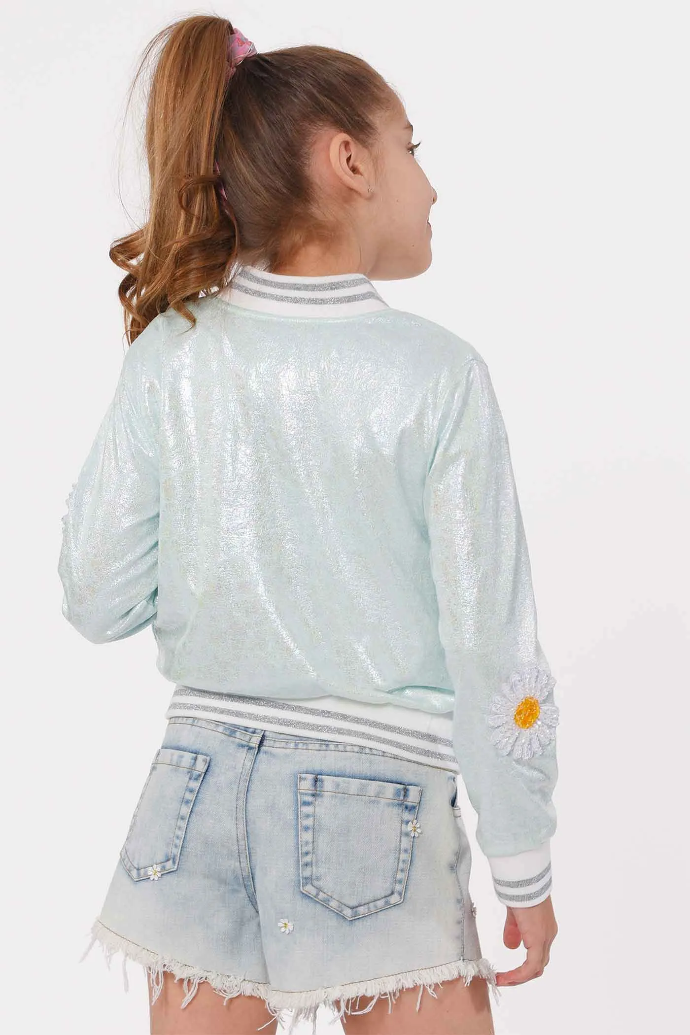 Girls Washed Daisy Denim Shorts