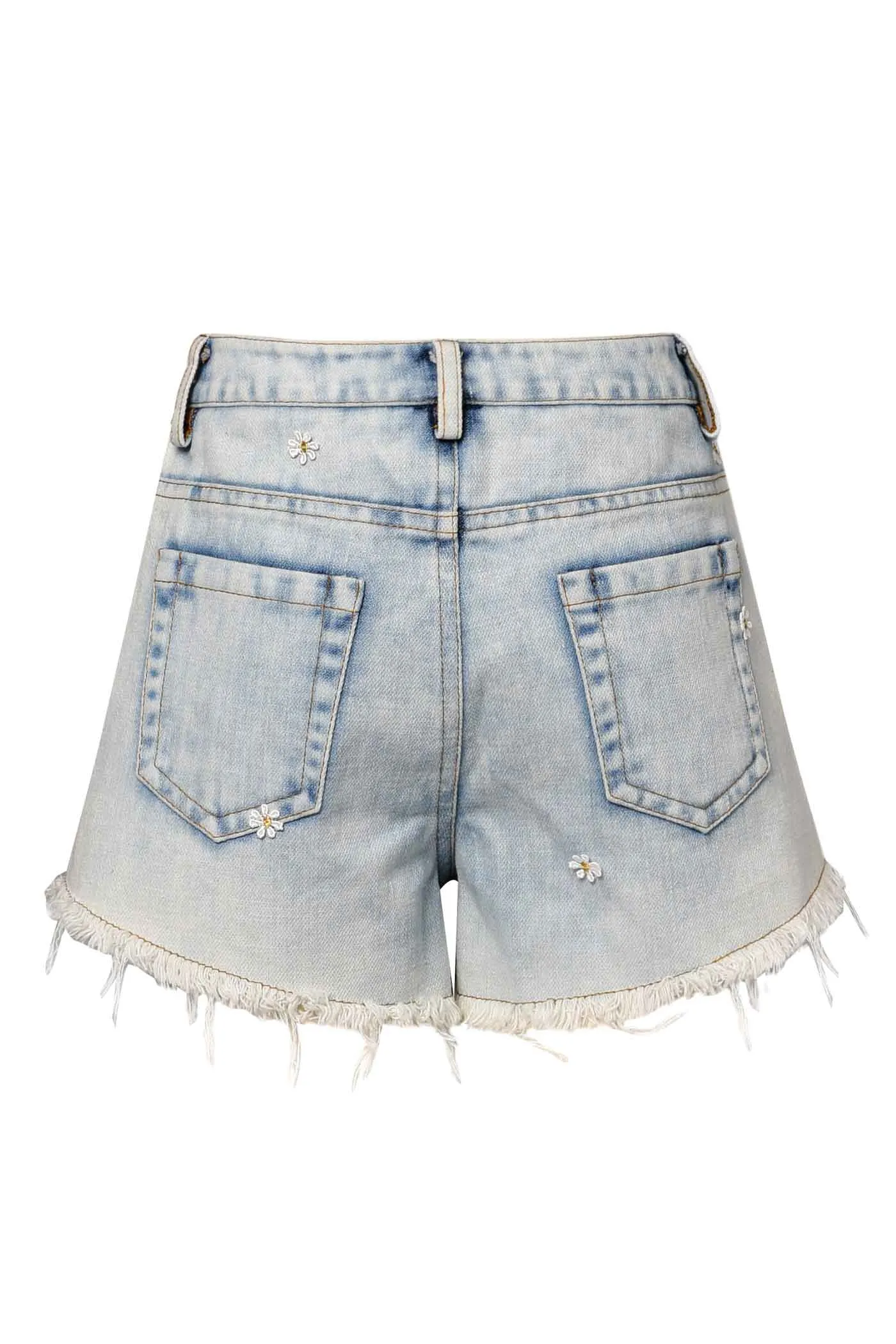 Girls Washed Daisy Denim Shorts
