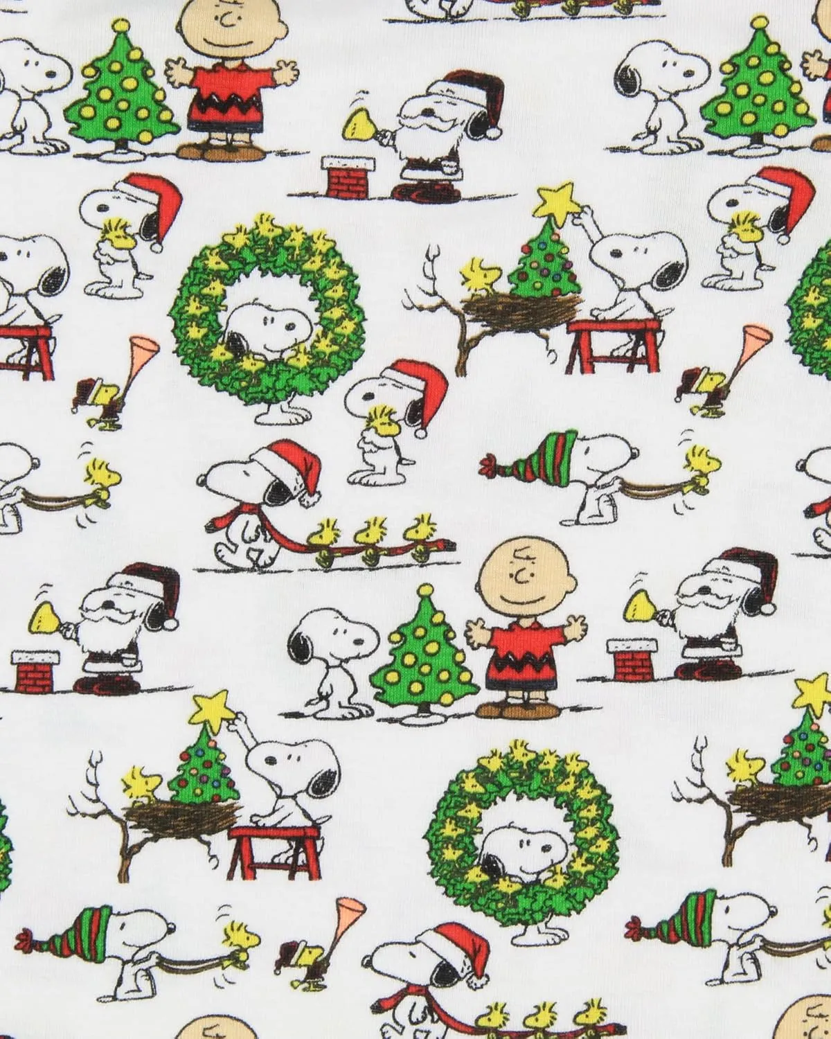 INTIMO Peanuts Boys' Girls' Unisex Christmas Santa Snoopy Charlie Brown Characters Sleep Pajama Set