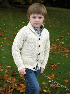Kids Shawl Neck Aran Cardigan