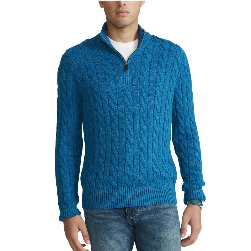 Knitted Zip-Turtleneck Sweater Solid Colors