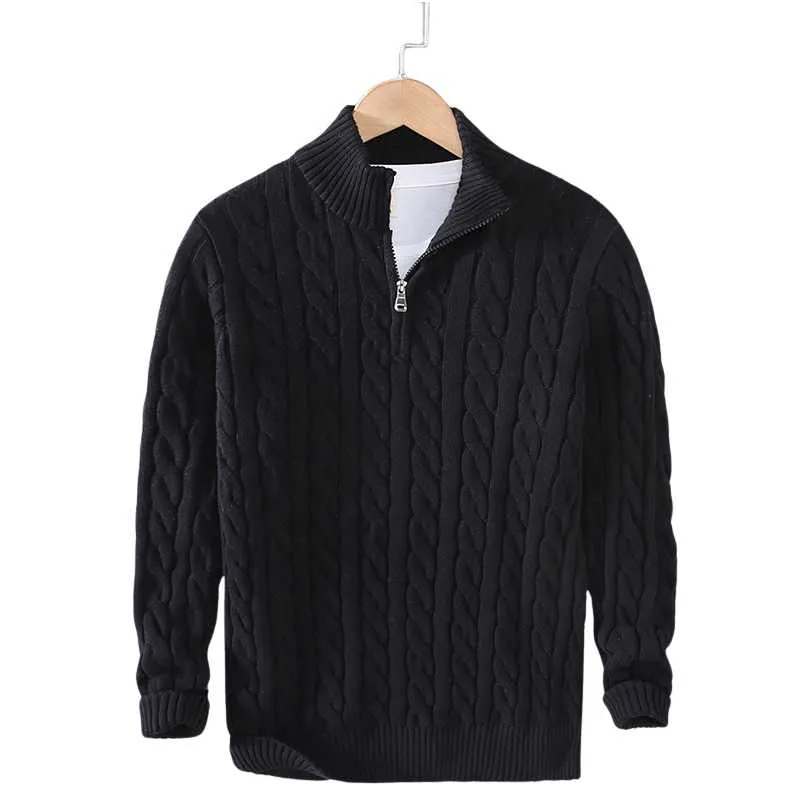Knitted Zip-Turtleneck Sweater Solid Colors