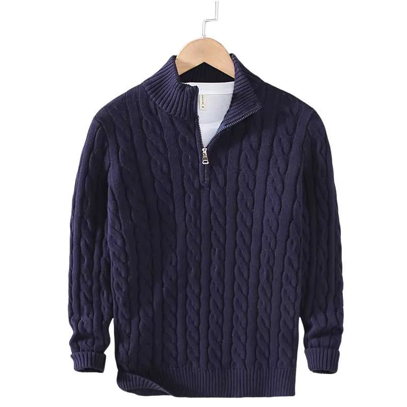 Knitted Zip-Turtleneck Sweater Solid Colors