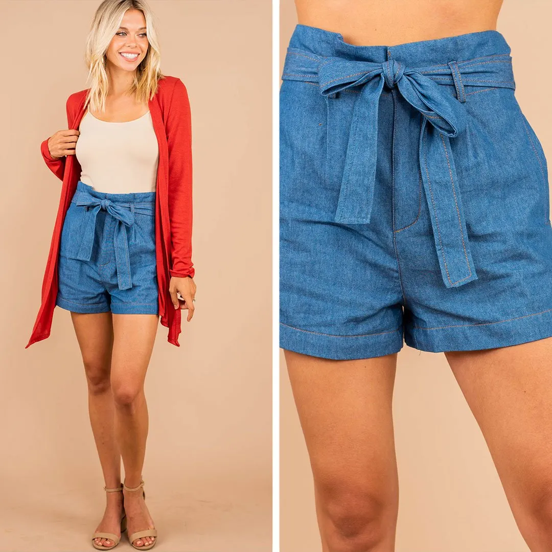 Lift Your Spirits Indigo Blue Paperbag Shorts