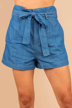 Lift Your Spirits Indigo Blue Paperbag Shorts