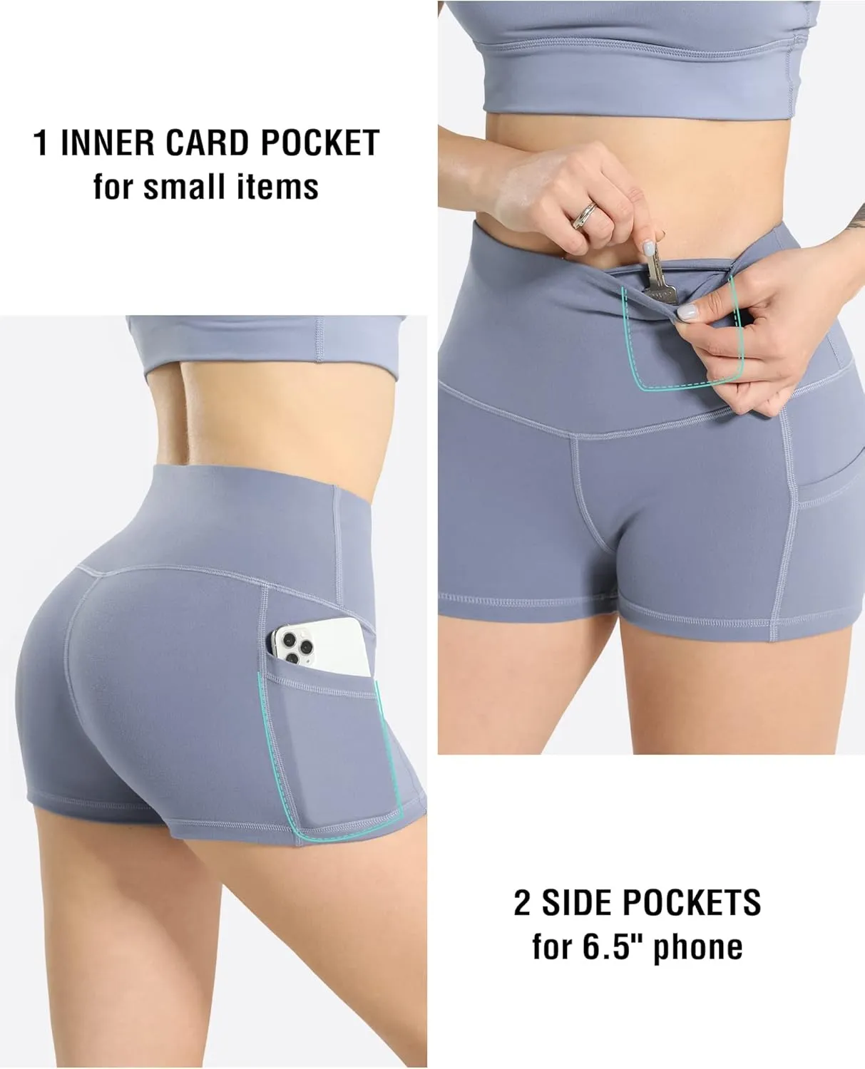 LZYVOO Biker Spandex Shorts Women, High Waisted Tummy Control Workout Yoga Shorts with Pockets