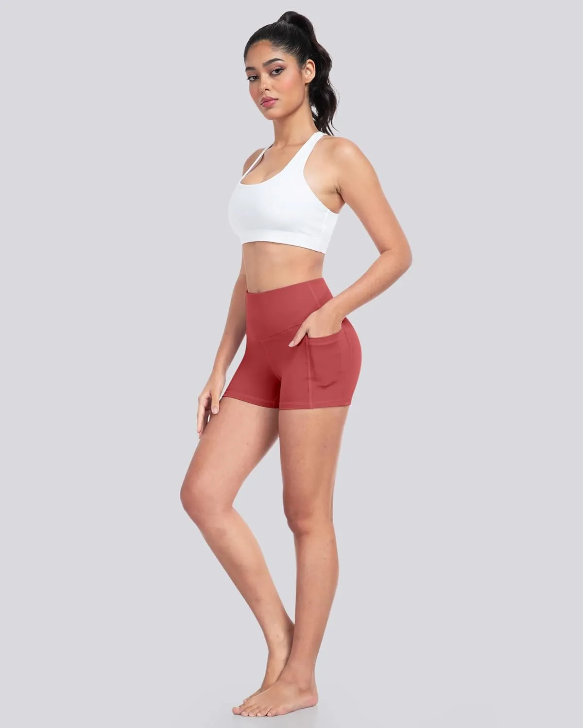 LZYVOO Biker Spandex Shorts Women, High Waisted Tummy Control Workout Yoga Shorts with Pockets
