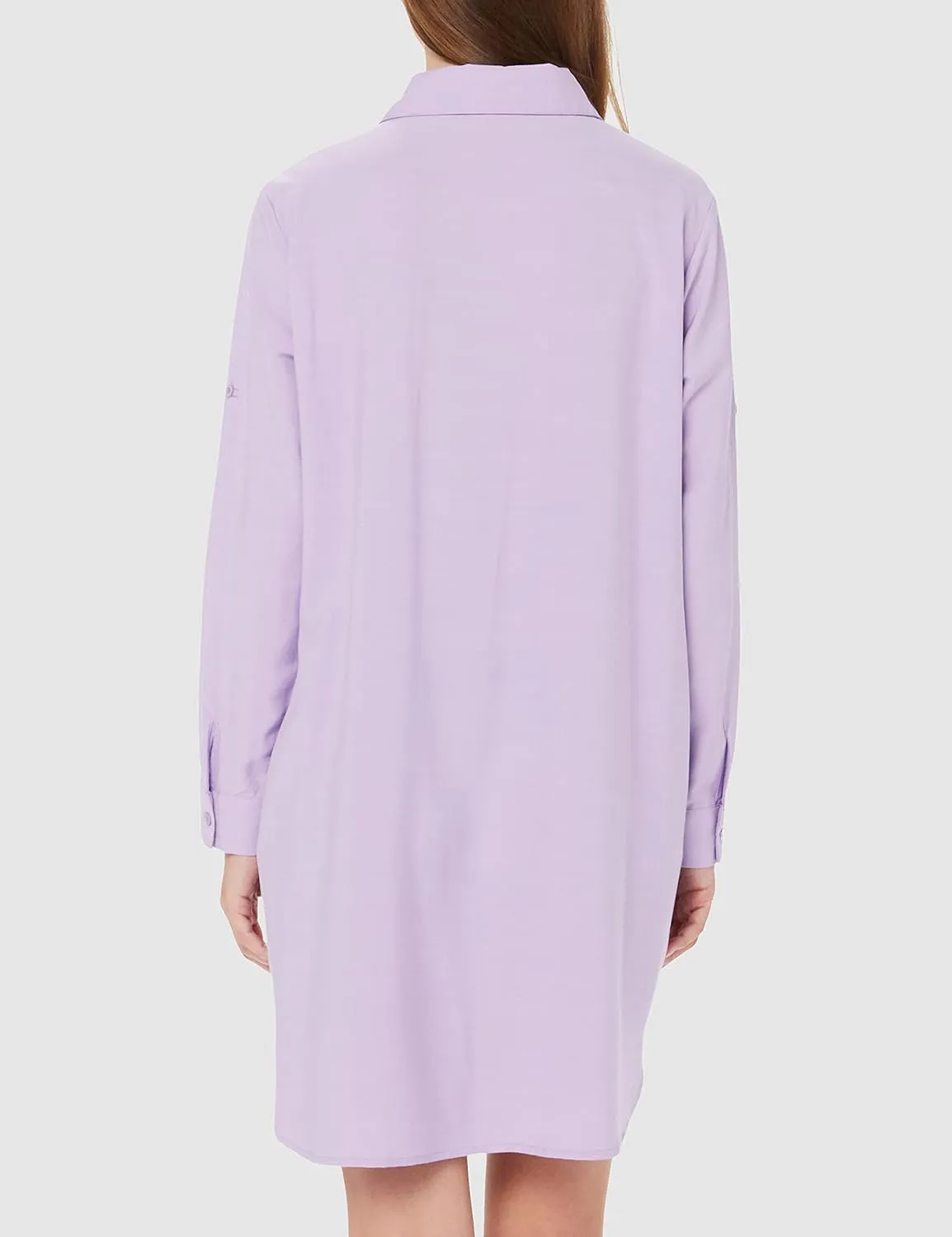 MANAIXUAN Women's Shirt Dress V Neck Long Sleeve Loose Casual with Pockets Front Button