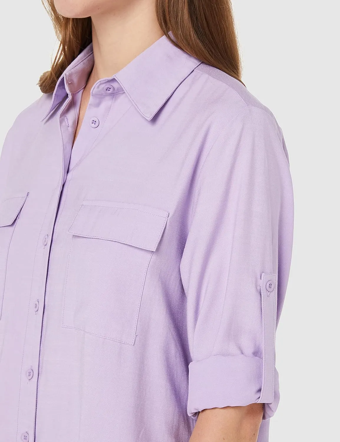MANAIXUAN Women's Shirt Dress V Neck Long Sleeve Loose Casual with Pockets Front Button