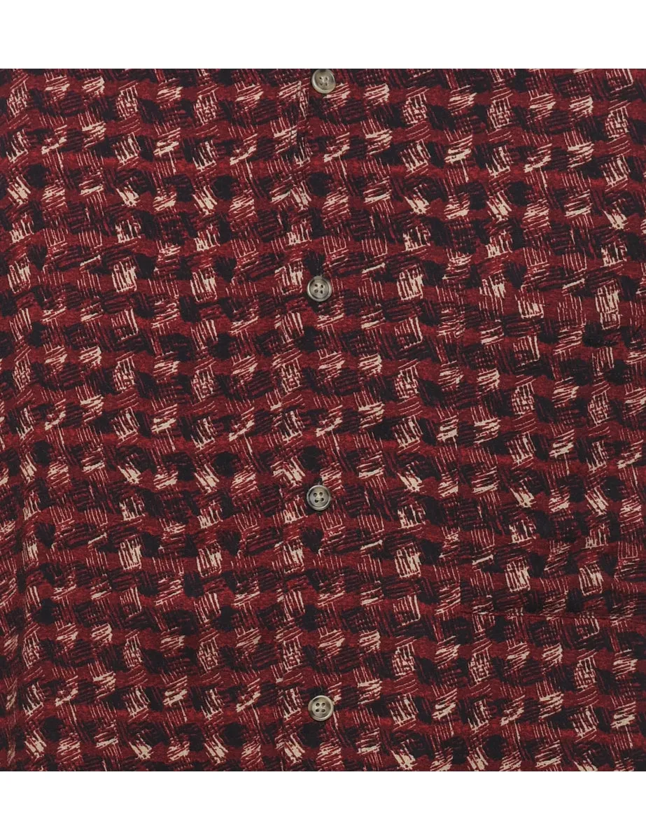 Maroon Patterned 1990s Puritan Shirt - M