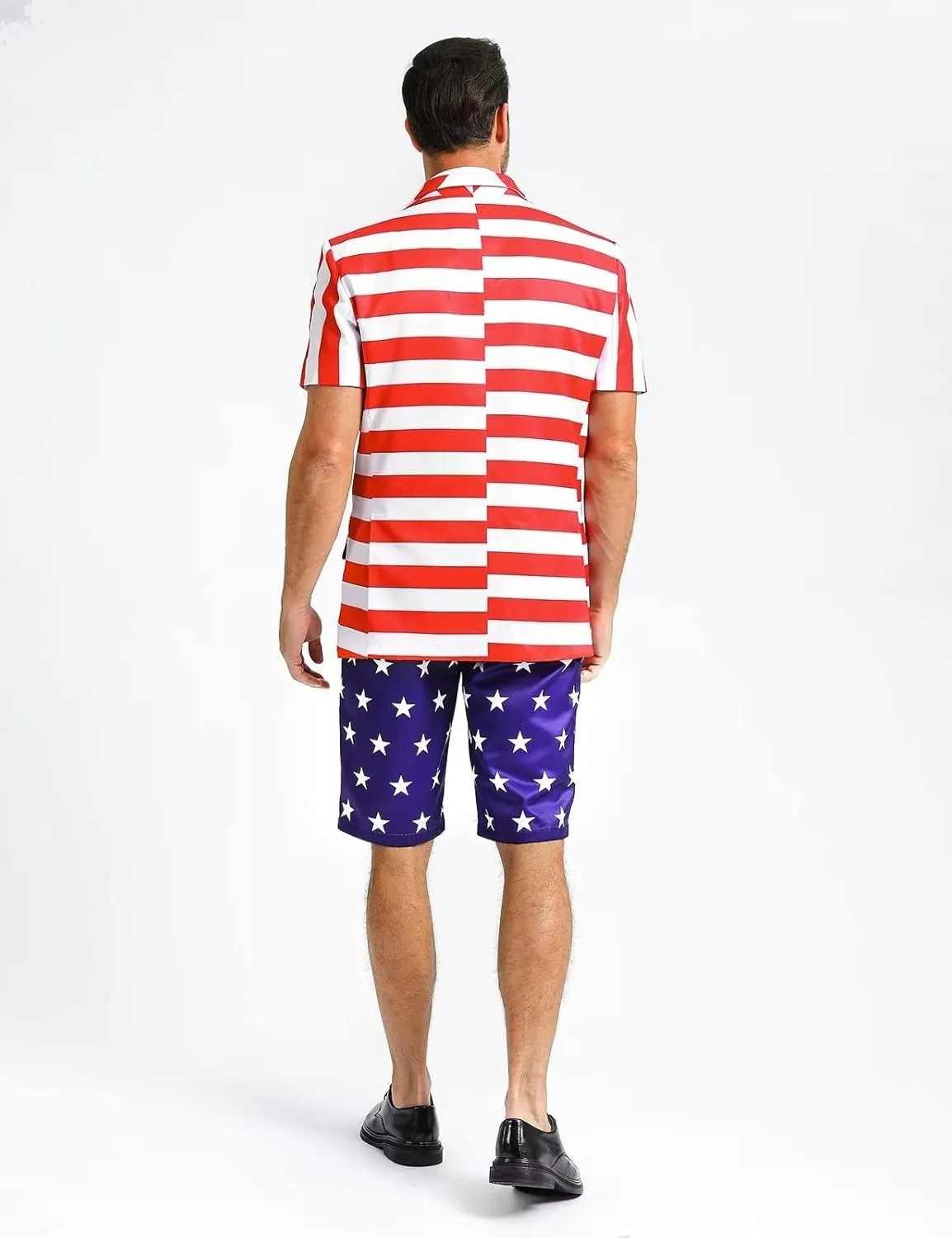 Men's 3-Piece Suits for Summer Theme Party, Short Sleeve Blazer & Shorts & Tie