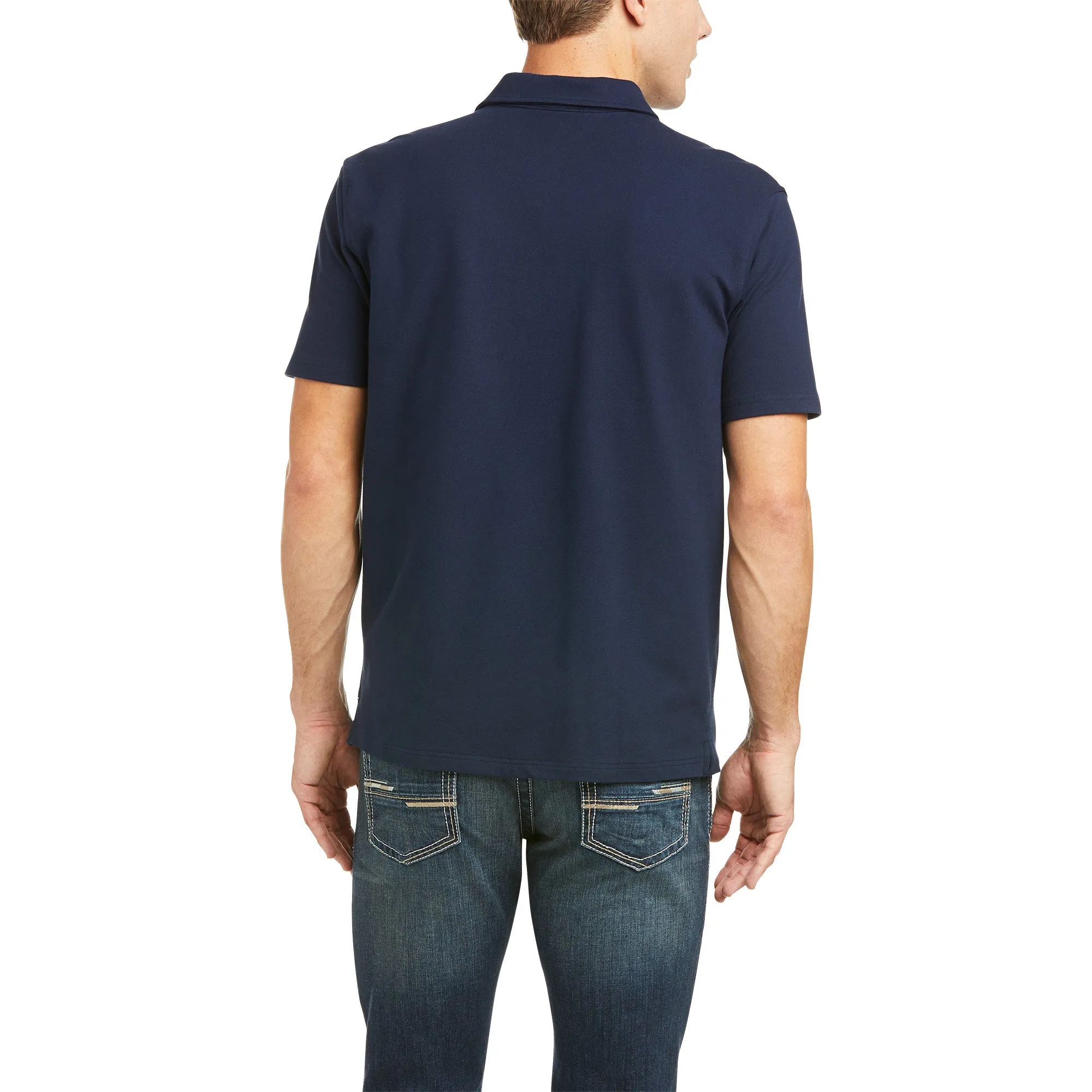 Mens Medal Short Sleeve Polo Navy