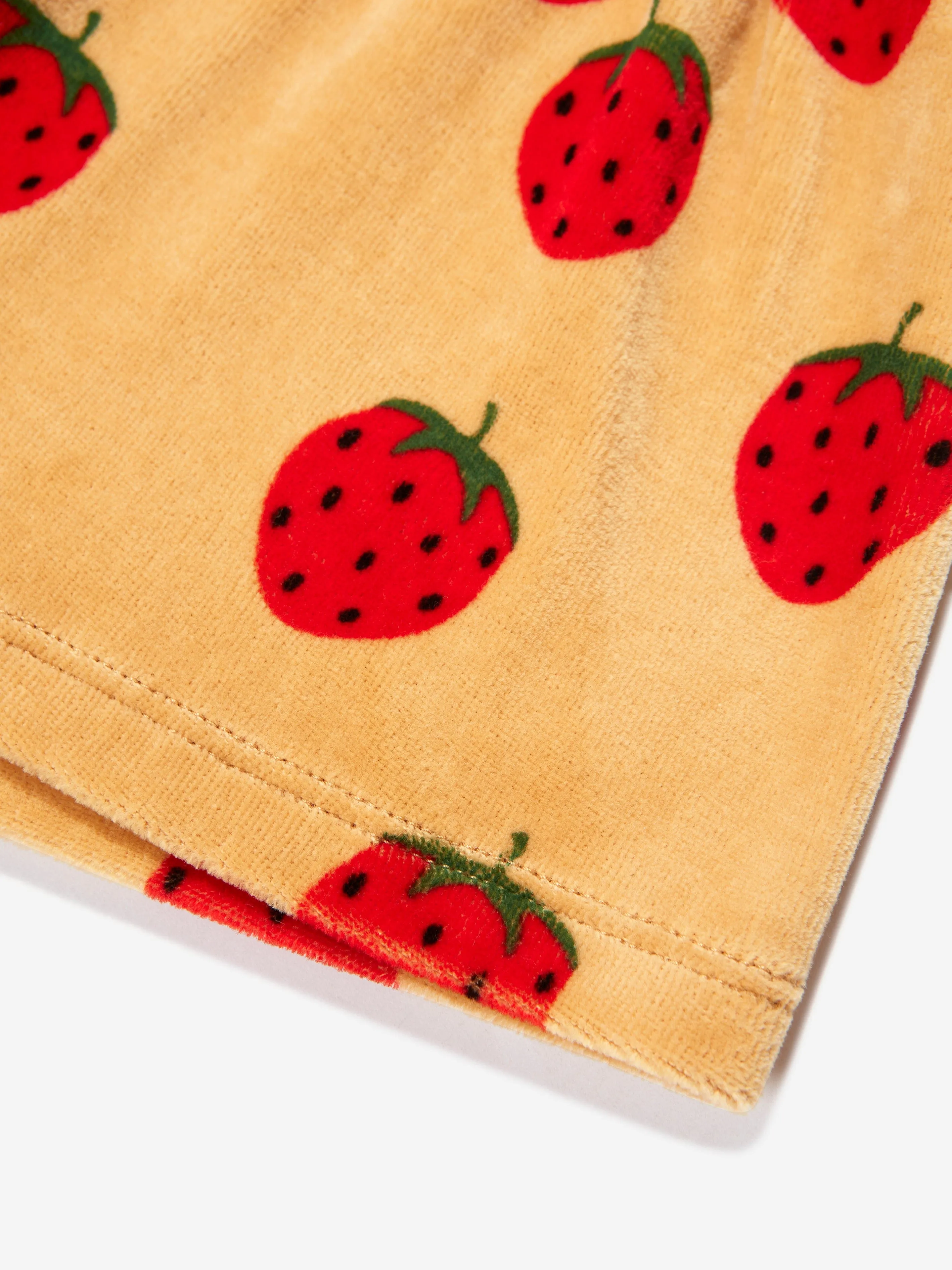 Mini Rodini Girls Organic Cotton Strawberries Shorts in Beige
