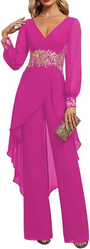 Mother of The Bride Dresses 2 Pieces Pants Suits Chiffon Wedding Guest Dress for Women Wedding Formal Outfit