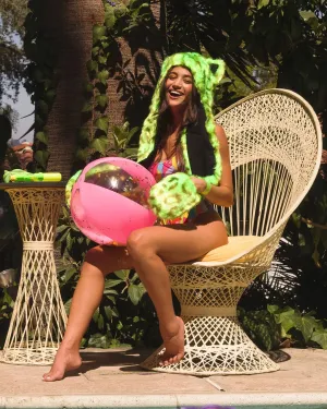 Neon Green Leopard Collector Edition Luxe Faux Fur Hood | Women's