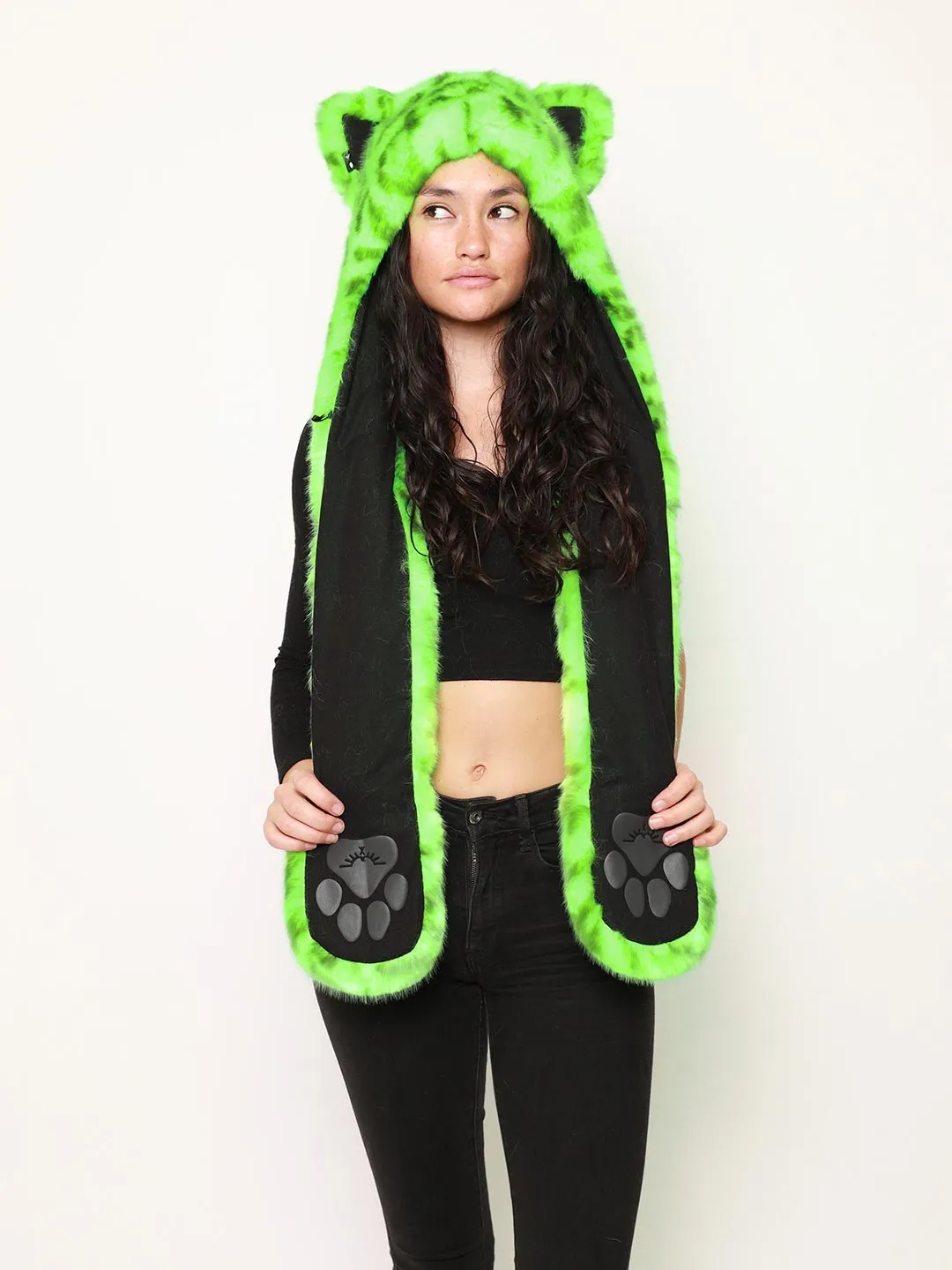 Neon Green Leopard Collector Edition Luxe Faux Fur Hood | Women's