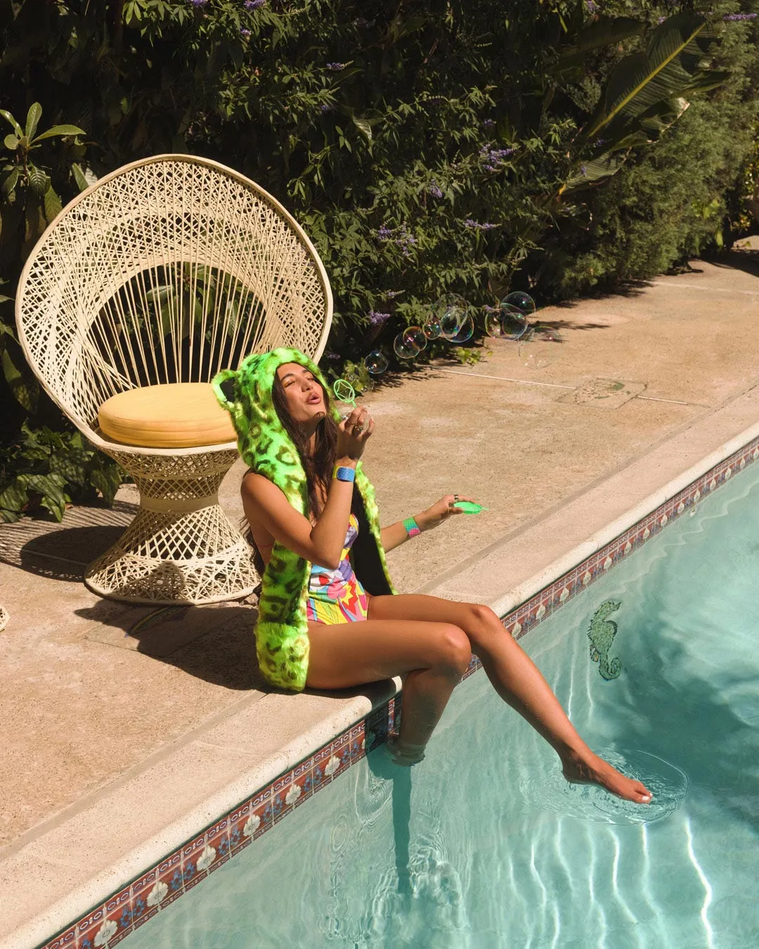 Neon Green Leopard Collector Edition Luxe Faux Fur Hood | Women's