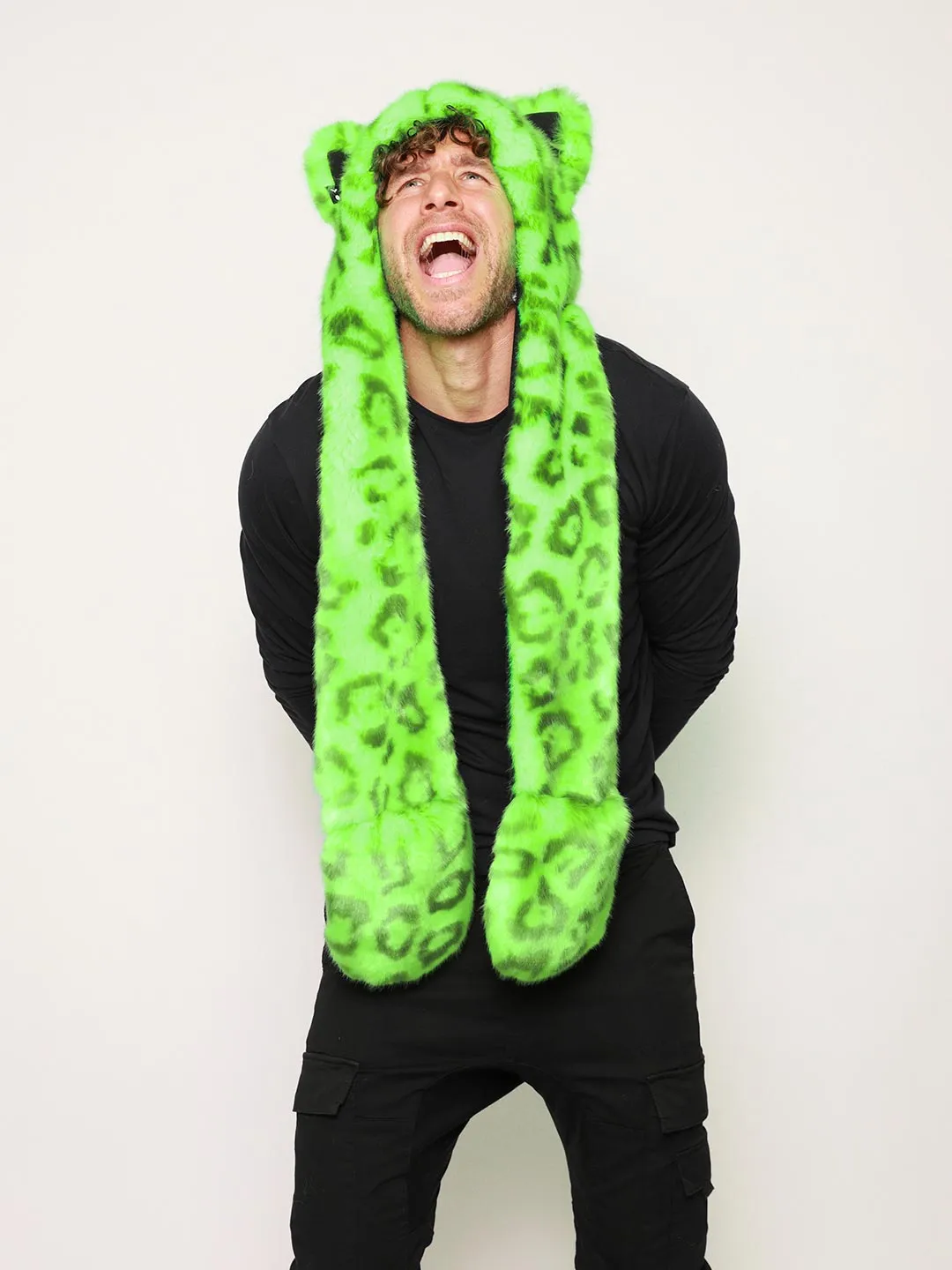 Neon Green Leopard Luxe Collector Edition Faux Fur Hood | Men's