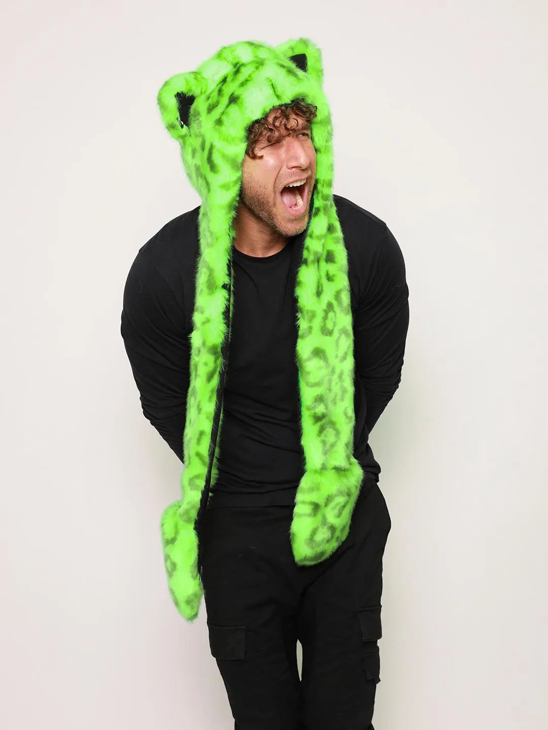 Neon Green Leopard Luxe Collector Edition Faux Fur Hood | Men's