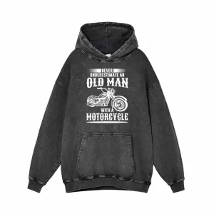 Never Underestimate An Old Man Motorcycle Hoodie