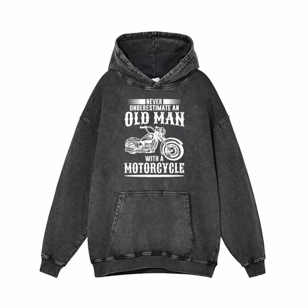 Never Underestimate An Old Man Motorcycle Hoodie