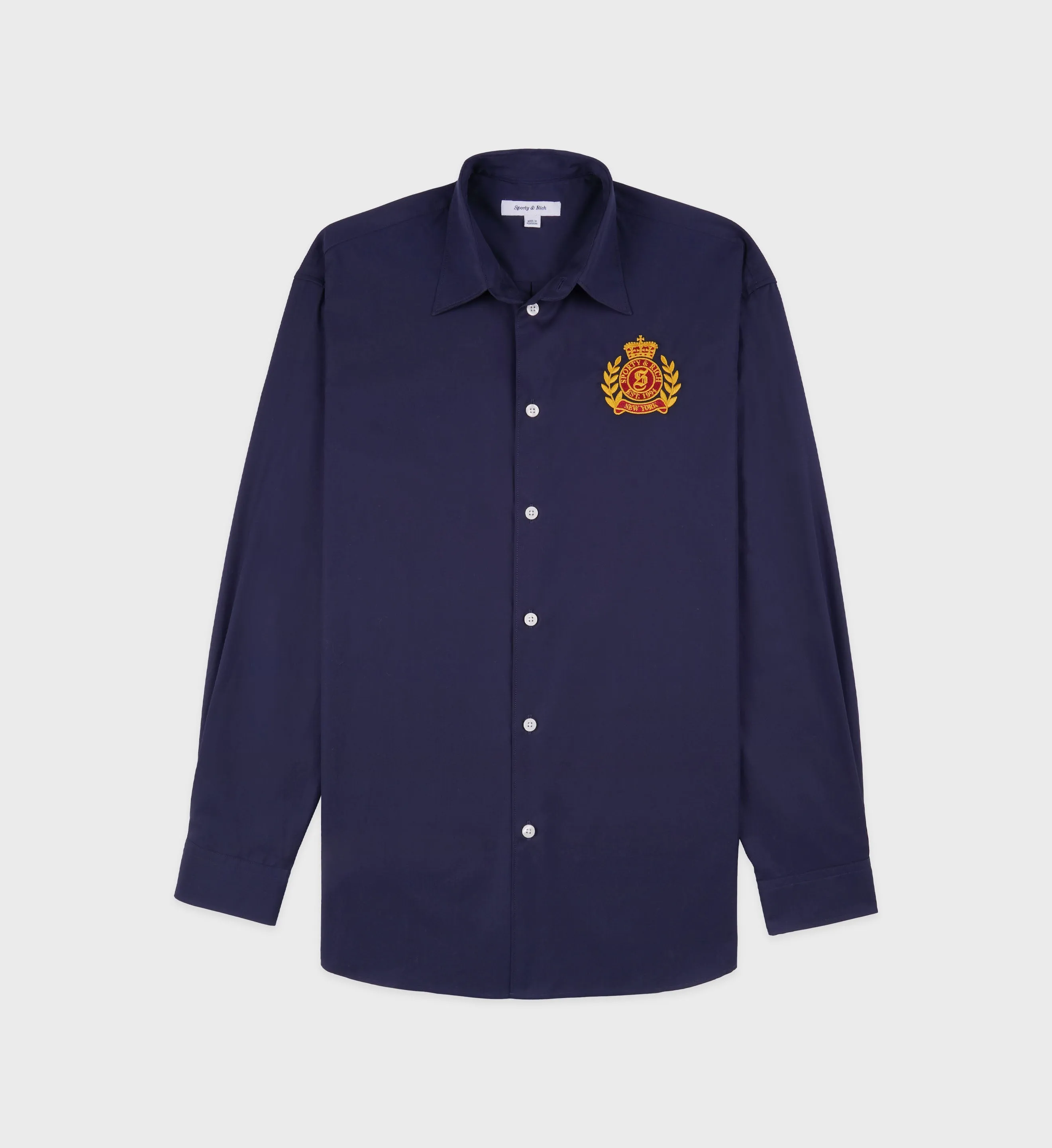 NY Crest Oversized Shirt - Navy/Gold